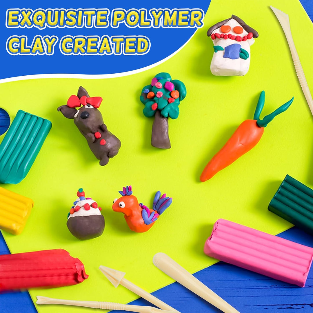 Kinder Knete Set - 36 Farben Ofen backen Polymer Clay Set gehören 5 Modellierwerkzeug und Schmuckzub