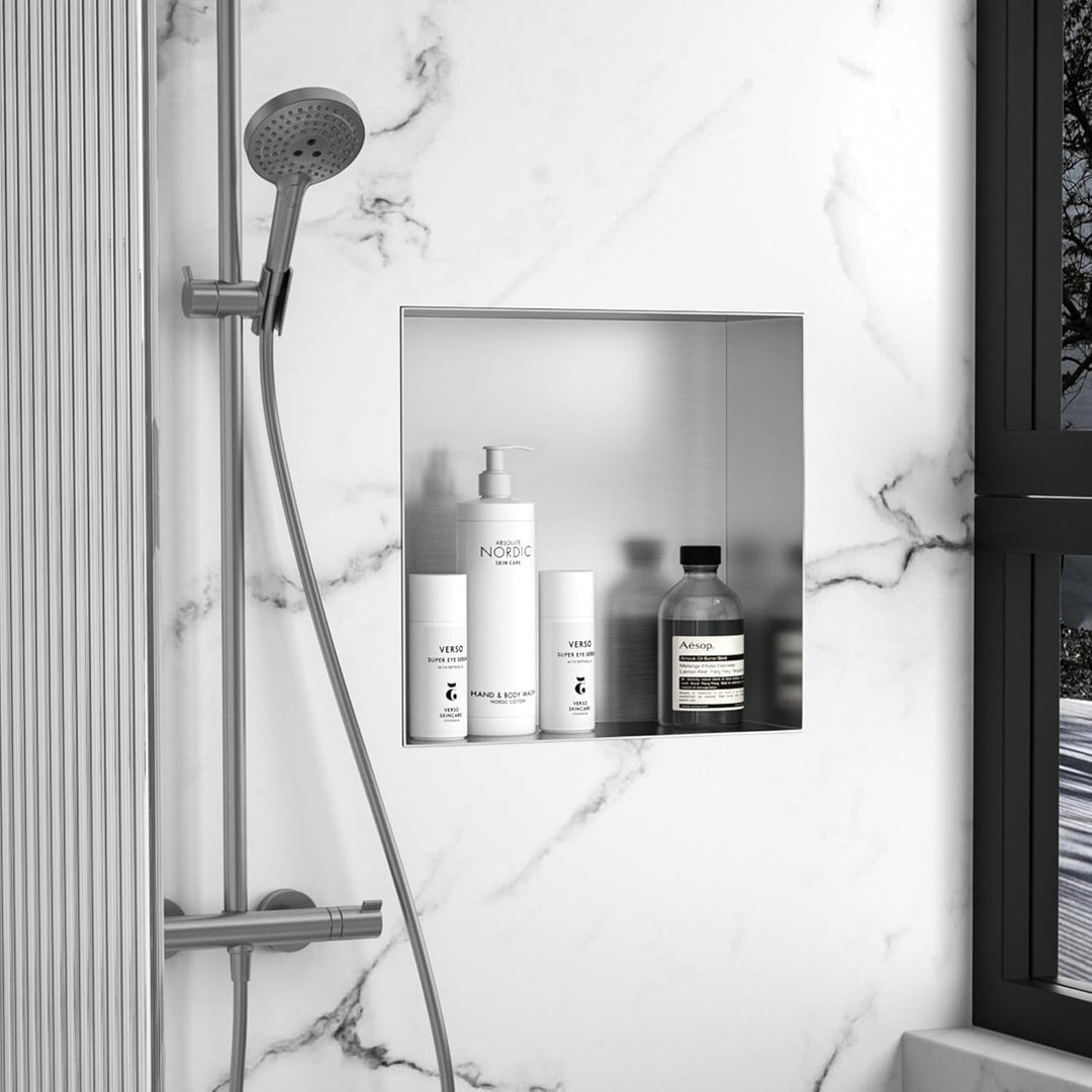 Neodrain Wandnische Dusche Edelstahl Duschnische Randlos 30 x 30 cm Einzelregal Lagerung für Badezim