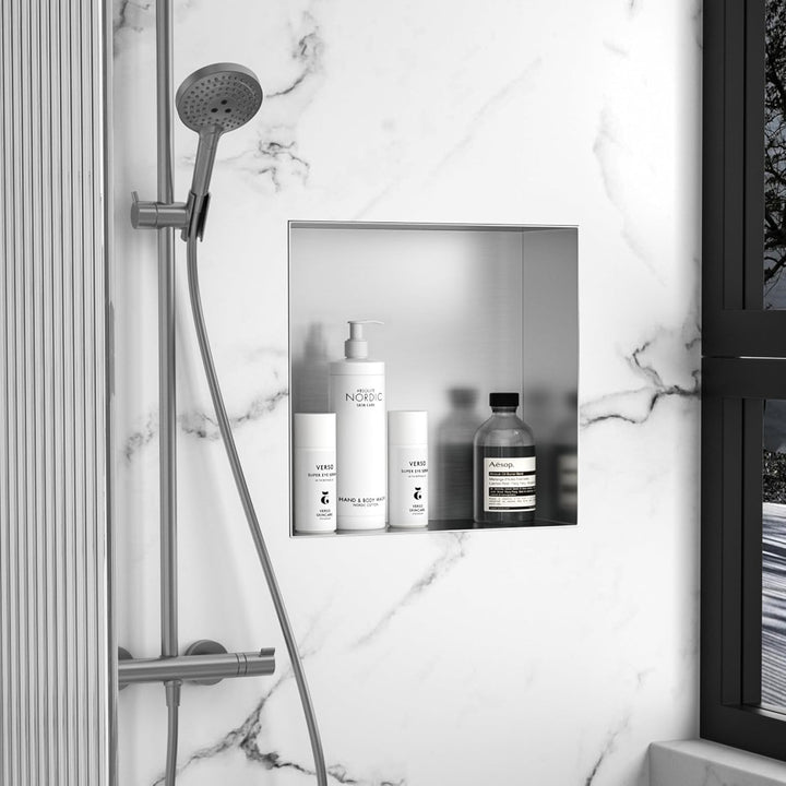 Neodrain Wandnische Dusche Edelstahl Duschnische Randlos 30 x 30 cm Einzelregal Lagerung für Badezim