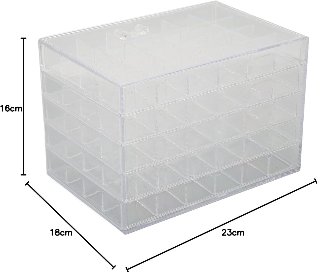 Transparente Aufbewahrungsbox mit 120 Fächern, 5 Lagen, mit herausnehmbaren Schubladen, geeignet für