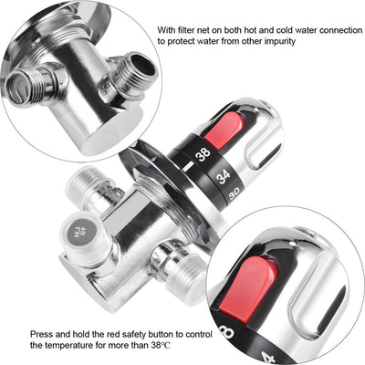Messing Thermostat Mischwasserventil Mischtemperaturregelventil Mischventil für Warmwasserbereiter