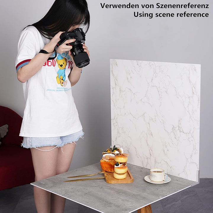 Selens Hintergrund Boards Kit für Food Fotografie, 60x60cm Hintergründe Grau Zement Weiss Marmor Tex