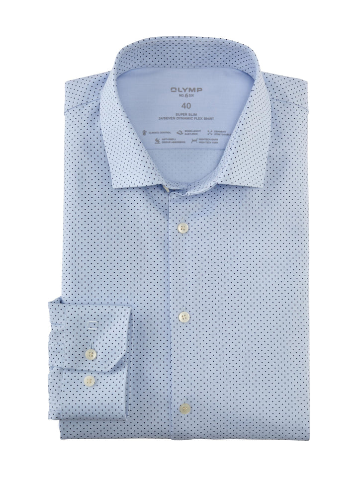 OLYMP Herren Businesshemd Langarm No.Six.24.Seven,Rotationsdruck,super Slim,Modern Kent, 37 Bleu 11