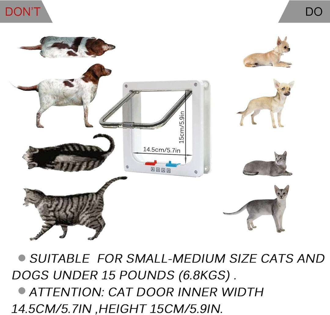 PetsN'all Katzentür Katzenklappe Innentür 4 Wege Magnet-Verschluss, Hundeklappe für Fliegengitter, f