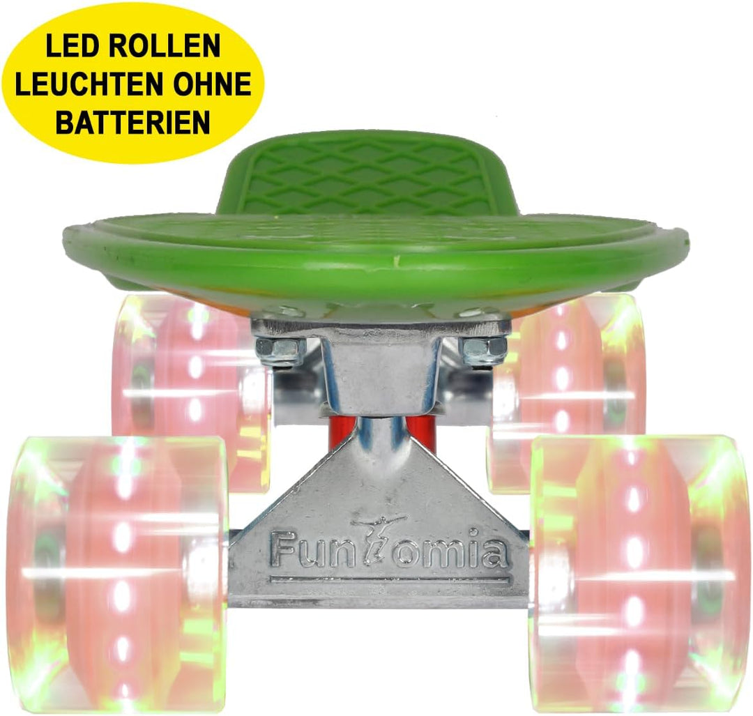 FunTomia 57cm Mini-Cruiser Board Skateboard mit oder ohne LED Leuchtrollen inkl. Aluminium Truck, AB