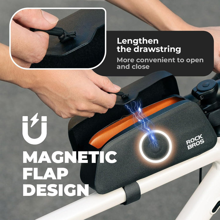 ROCKBROS Fahrrad Oberrohrtasche 100% Wasserdicht mit magnetischem Deckel Fahrradrahmentasche Dreieck
