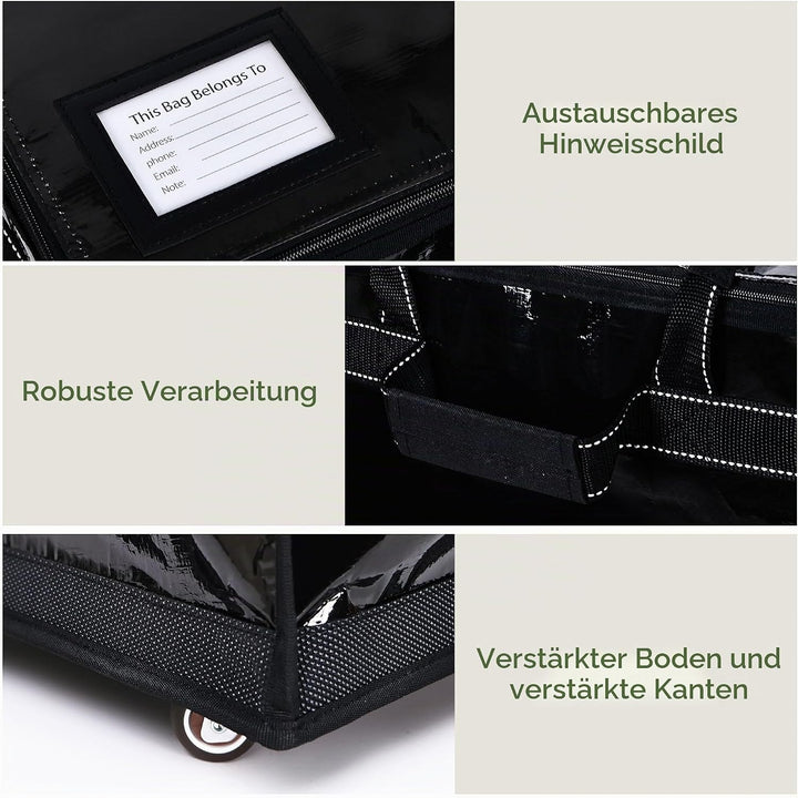 HOMESPON Einkaufstrolley Faltbar mit Rollen, Grosse wasserdichte Einkaufstasche, Rollbare Einkaufstü