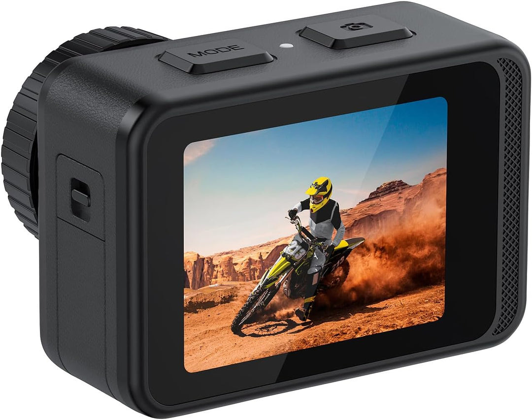 Somikon Unterwasserkamera: Mini-Actioncam mit 5K-Auflösung, wasserdicht bis 21 m, 2 Displays, EIS (M