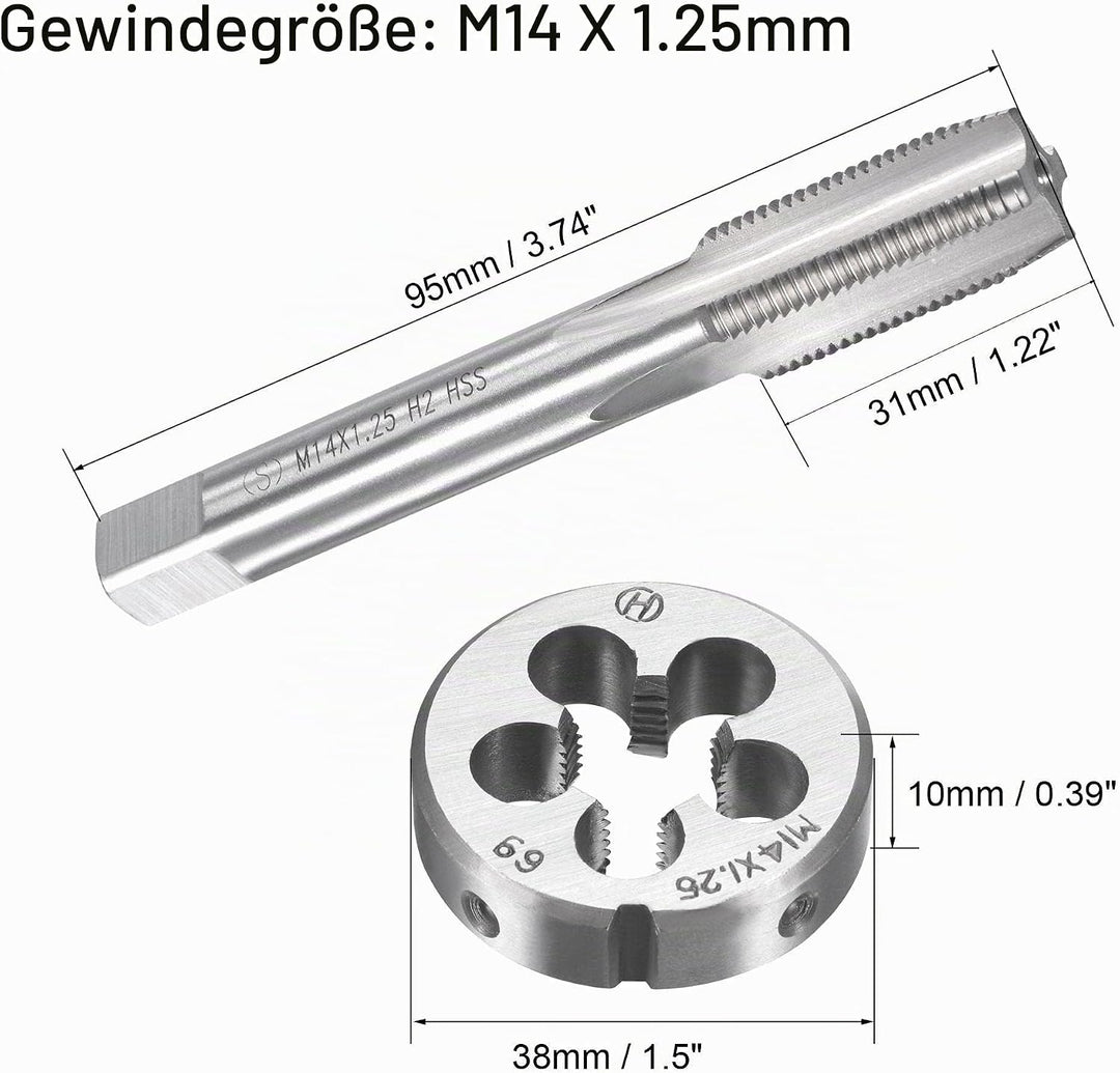 sourcing map Gewindebohrer M14 x 1,25mm Gewindebohrer mit Legierungswerkzeug M14 x 1.25mm, M14 x 1.2