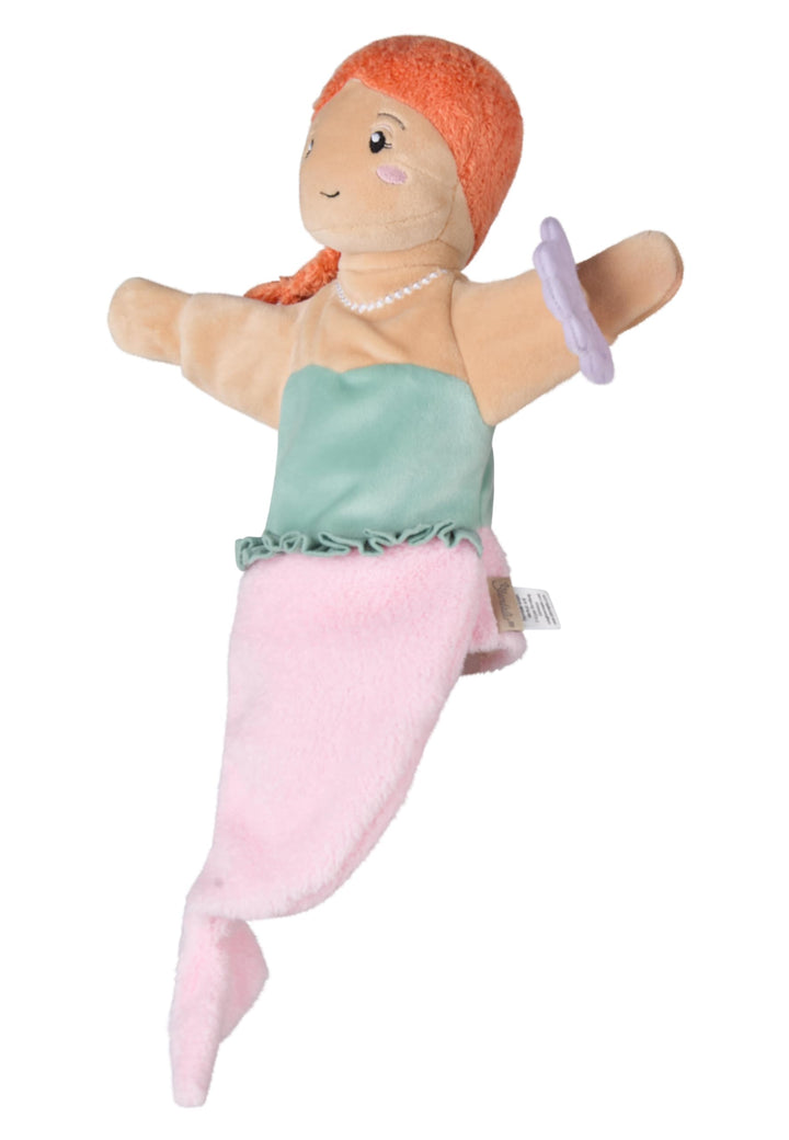 Sterntaler Handpuppe Meerjungfrau aus weichem Flausch, Kinder- und Babyspielzeug, Kopf wattiert mit