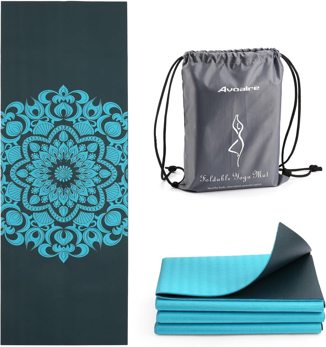 Avoalre Yogamatte 183X61CM, Faltbare Gymnastikmatte mit Tasche, 5MM Trainingsmatte 2KG Tragbare Yoga