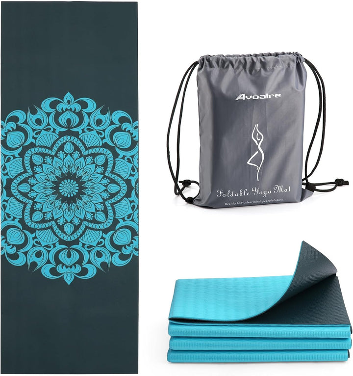 Avoalre Yogamatte 183X61CM, Faltbare Gymnastikmatte mit Tasche, 5MM Trainingsmatte 2KG Tragbare Yoga