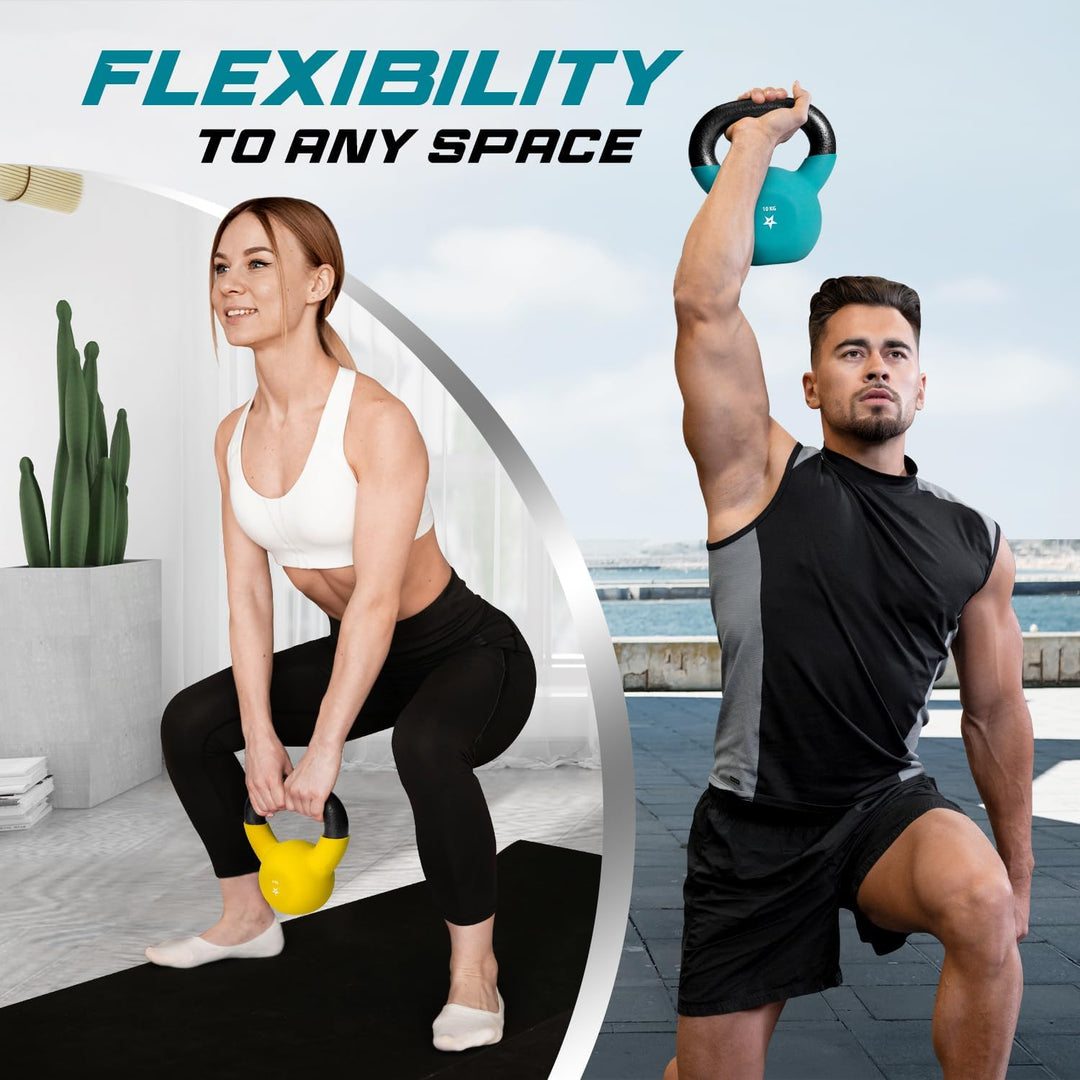 Yes4All 2-20 kg Cast Iron Kettlebell with Neoprene Coating, Multicoloured Kettlebells, Swing Dumbbel