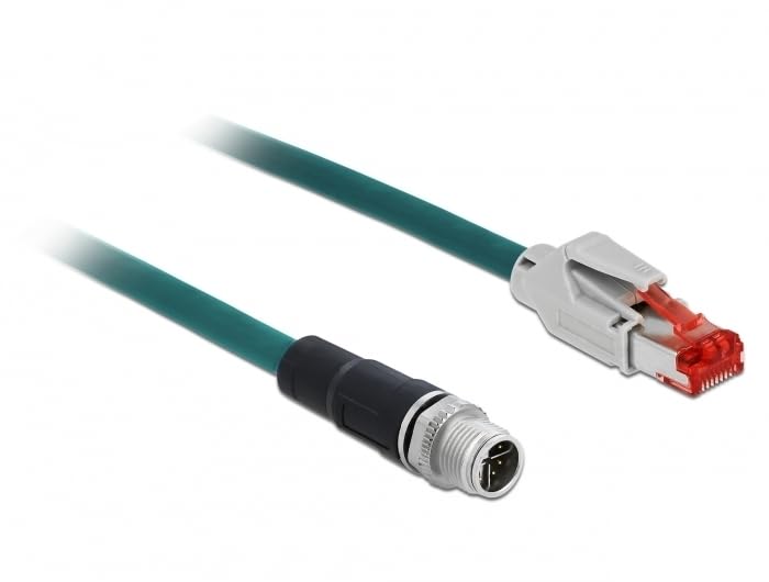 Delock Netzwerkkabel M12 8 Pin X-kodiert zu RJ45 Stecker PVC 3 m