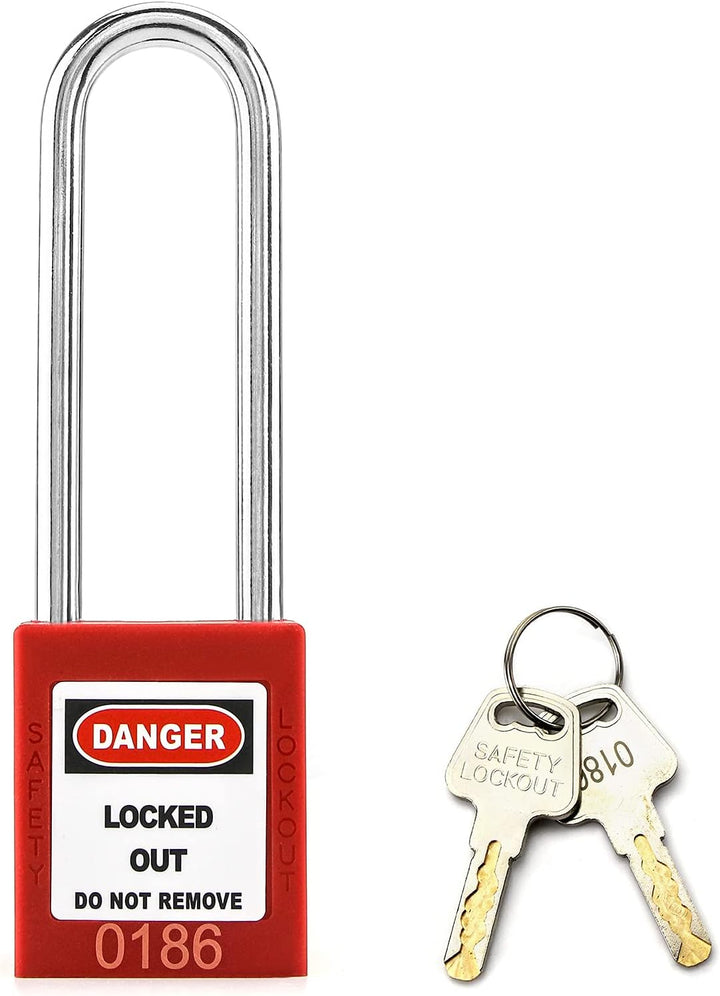 QWORK® Lockout Vorhängeschloss, 2Stk Vorhängeschlösser mit 4 Schlüssel, mit 76 mm verlängertem Schlo