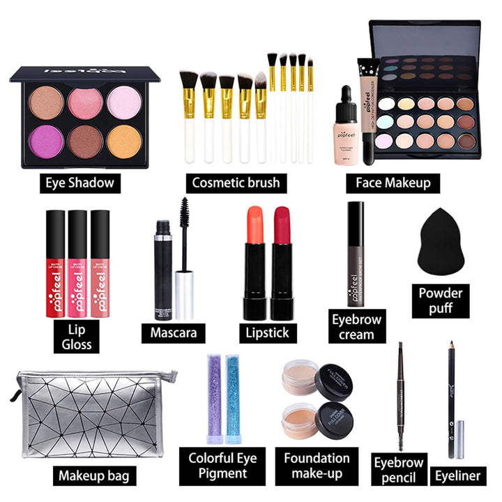 BrilliantDay 28 Stück Mehrzweck Make-up-Set All-in-One Make-up-Geschenkset Kosmetik-Palette Starter