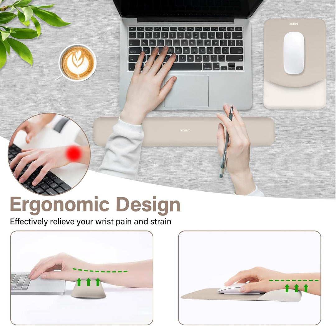MOSISO Handballenauflage für Mauspad &amp; Tastatur Set – Rechteckig Ergonomisches Mauspad &amp; Handauflage