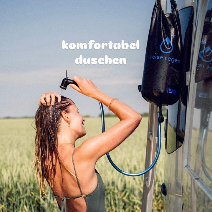 das Original – Camping-Dusche mit 10 oder 15 Liter – Outdoor-Drybag wasserdicht – Solar-Dusche Garte
