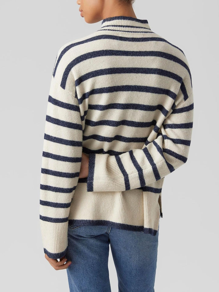 VERO MODA Female Strickpullover VMNELLY Pullover XS Birch/Stripes:w. Navy Blazer, XS Birch/Stripes:w
