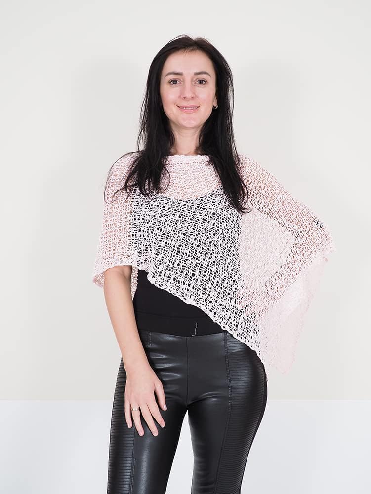 Mimosa Damen Schlichtes Stretch-Fischnetz häkeln Fledermaus kleiner Poncho Einheitsgrösse Grosse Grö