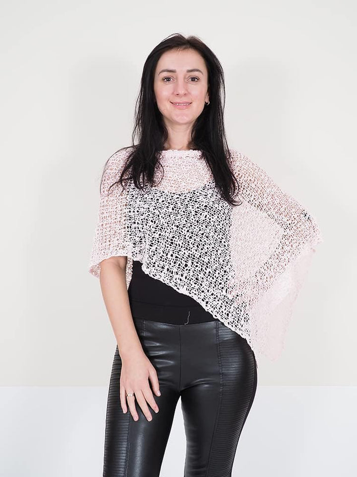 Mimosa Damen Schlichtes Stretch-Fischnetz häkeln Fledermaus kleiner Poncho Einheitsgrösse Grosse Grö