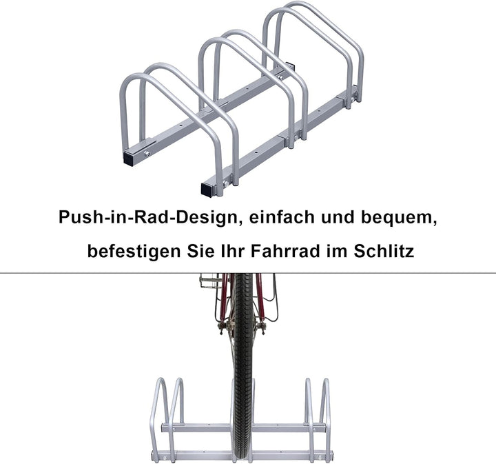 Ikodm Fahrradständer für 3 Fahrräder 35-55 mm Reifenbreite Mehrfachständer Aufstellständer Radstände