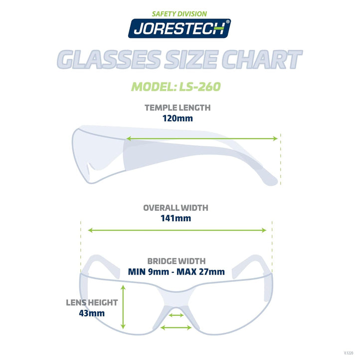 JORESTECH Eyewear Schutzbrille, Polycarbonat, stossfeste Gläser, 12 Stück (Smoke), smoke