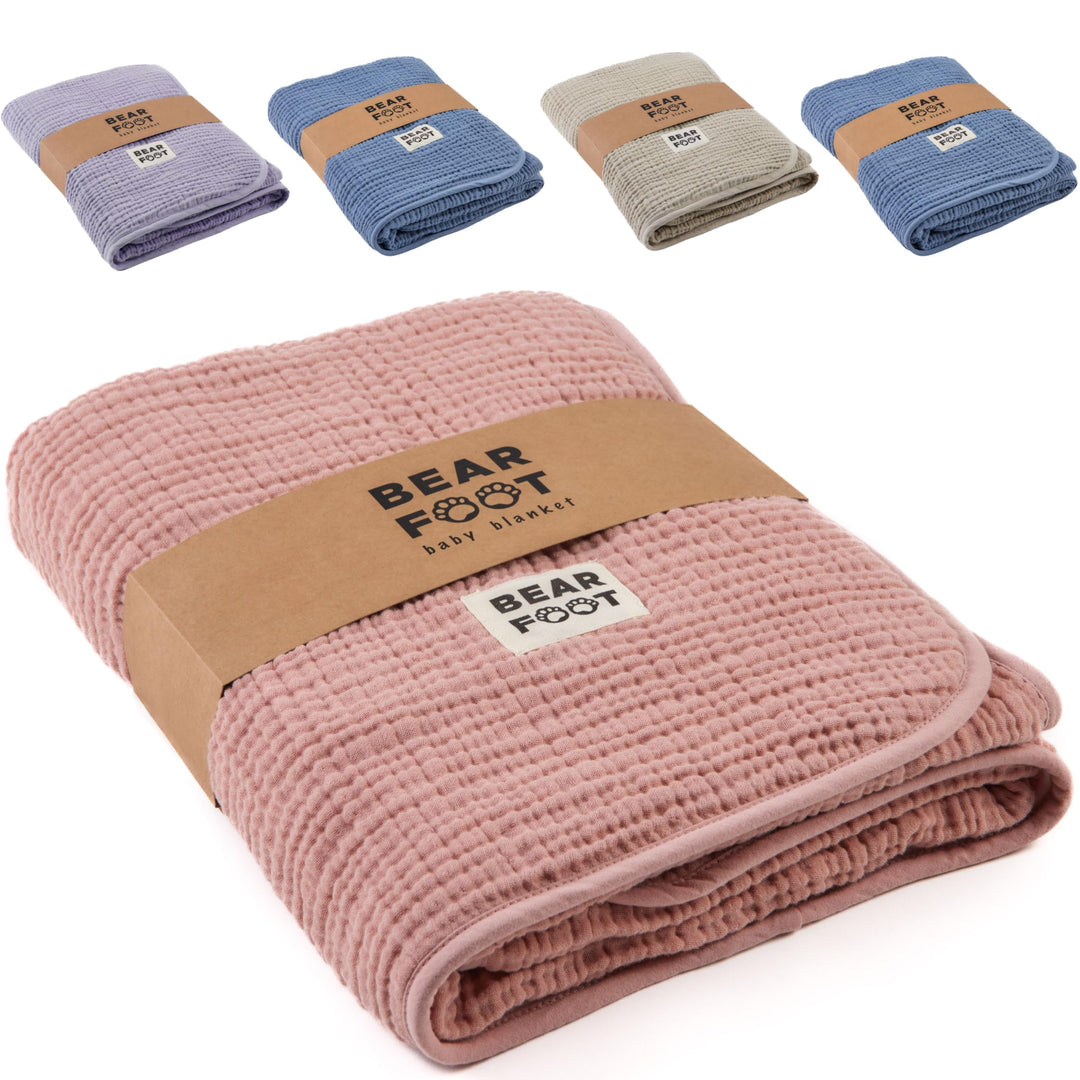 BEARFOOT Babydecke - Musselin Fleecedecke (Baumwolle, Fleece) flauschig weiche Kuscheldecke, Baby/Ne