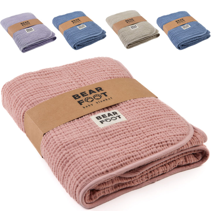 BEARFOOT Babydecke - Musselin Fleecedecke (Baumwolle, Fleece) flauschig weiche Kuscheldecke, Baby/Ne