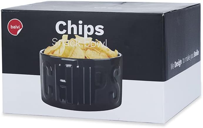 balvi Snackschale Chips Farbe Schwarz Die originelle und stilvolle Schale Fassungsvermögen 1 l Keram