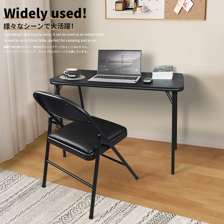 BOOSDEN Klapptisch und Klappstuhl, Schmal Schreibtisch mit Stuhle, Essgruppe, Klapptisch 46.5X97X70c