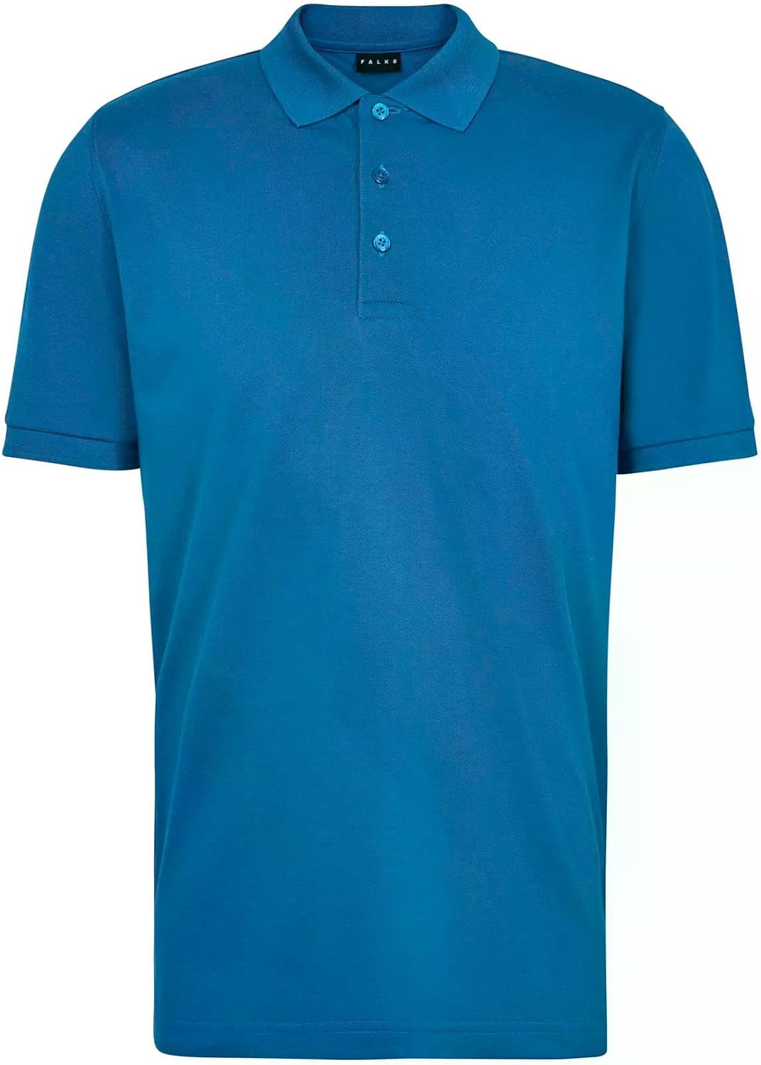 FALKE Herren Basic Polo Shirt Piqué Poloshirt weich hautfreundlich bequem S Blau Cyan 6964, S Blau C