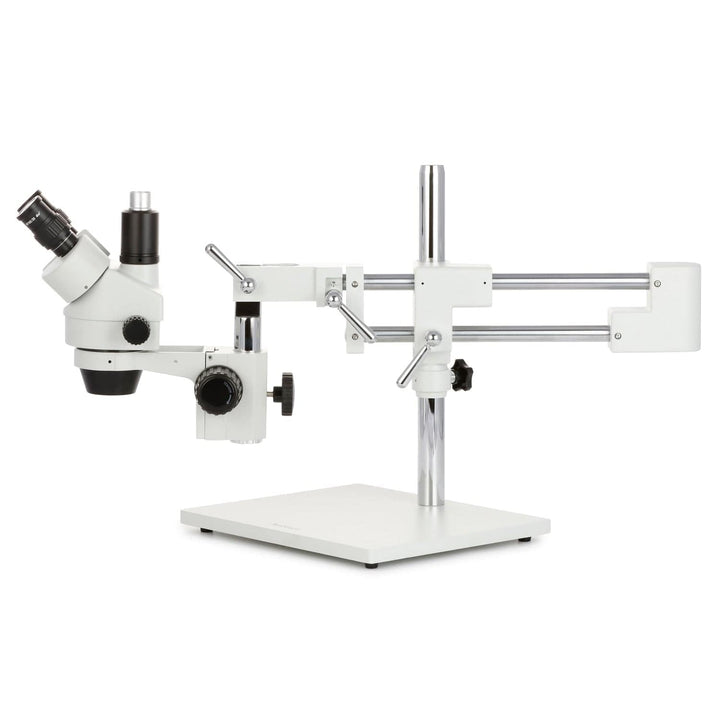 AmScope SM-4T Trinokulares Stereo-Zoom-Mikroskop mit Doppelarm-Ausleger, 7X-45X, Weiss