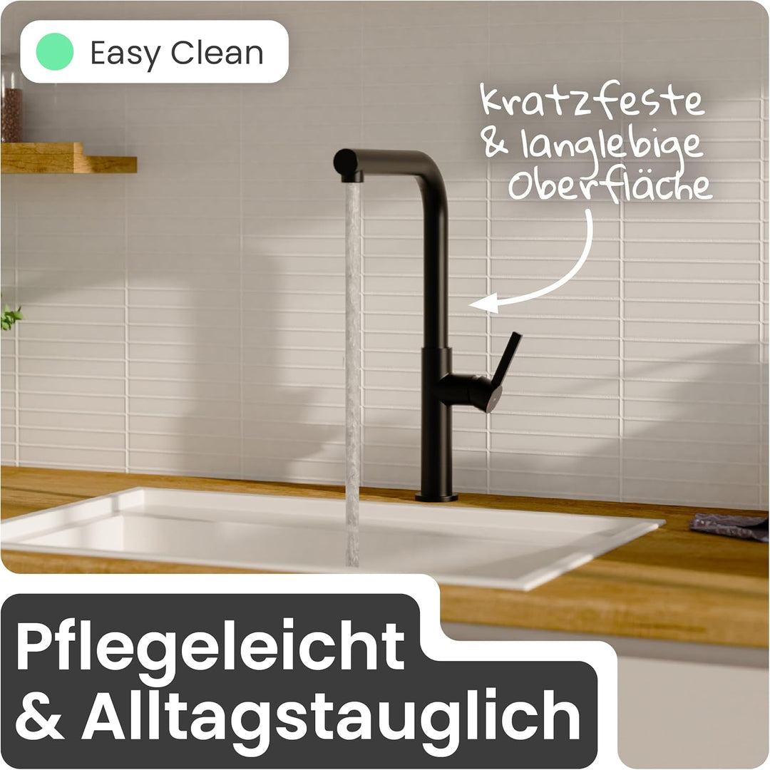 instmaier Cassia | Küchenarmatur mit herausziehbarem Auslauf | schwarz matt | Wasserhahn Küche 360°