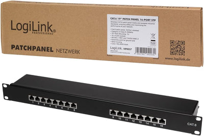 LogiLink Professional EconLine Cat.6 (250 MHz) Patchpanel - Verteilerfeld, 19", STP (geschirmt) 16-P