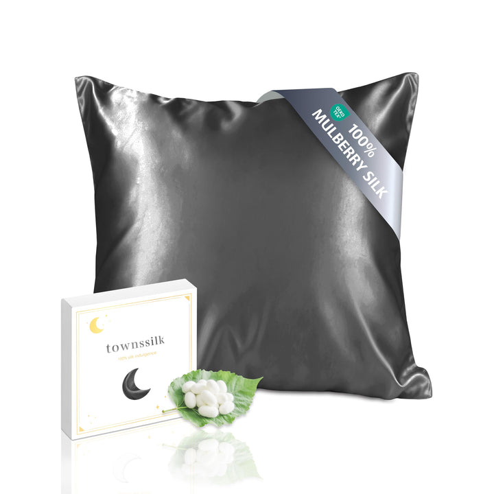 Townssilk 19 Momme 100% Seide Kissenbezug 1 Stück 60x60cm Darkgrey 60x60cm Anthrazit, 60x60cm Anthra
