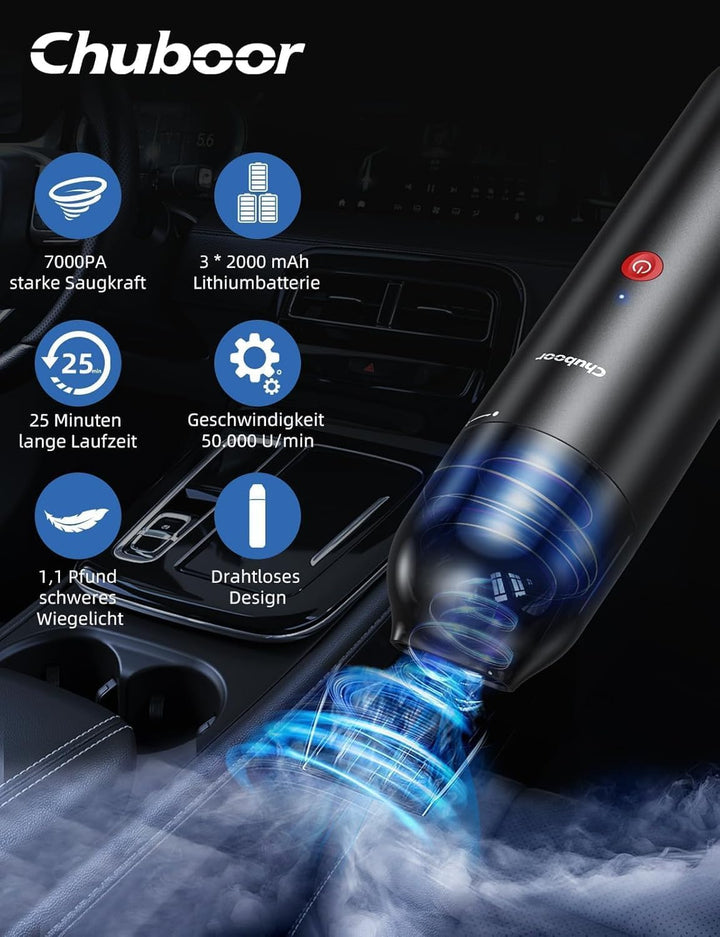 Chuboor Handheld Vacuum Cordless Handstaubsauger akku, Leistungsstarker Akku Handstaubsauger Hohe Le
