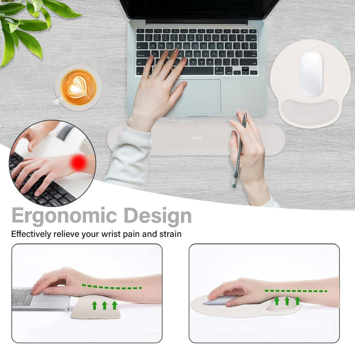 MOSISO Handgelenkstütze für Mauspad&amp;Tastatur Set, Ergonomisch Kreisförmig Mauspad&amp;Untersetzer Rutsch