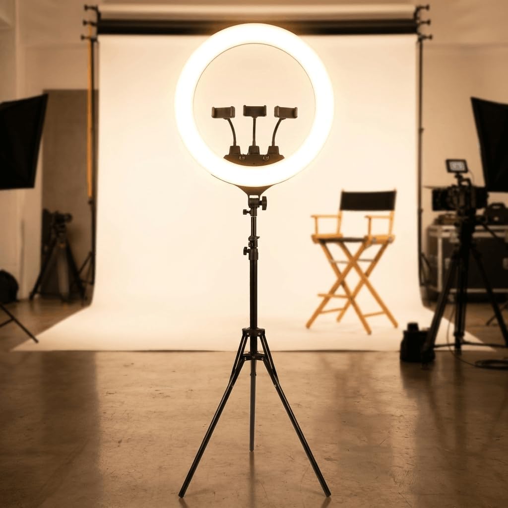 Luminate 56cm / 22 Zoll Ringlicht mit Stativ für professionelle, grossflächige Beleuchtung, Werbevid