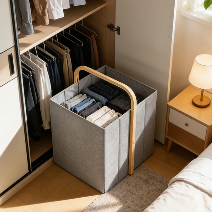 Faltbarer Wäschekorb 58L Faltbar,Hochbelastbar & Stabil aus 600D Oxford-Stoff | Schmutzabweisend, Kl