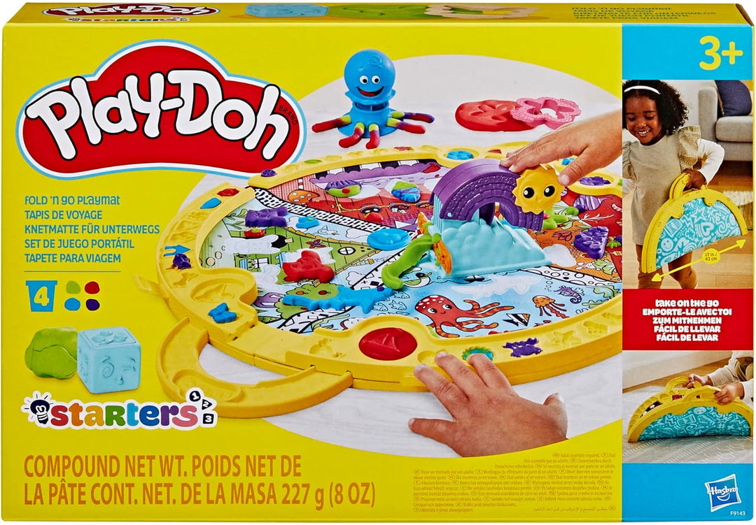 Play-Doh Knetmatte für unterwegs Knetunterlage Starters Spielset, Blau, Grün, Rot, Violett