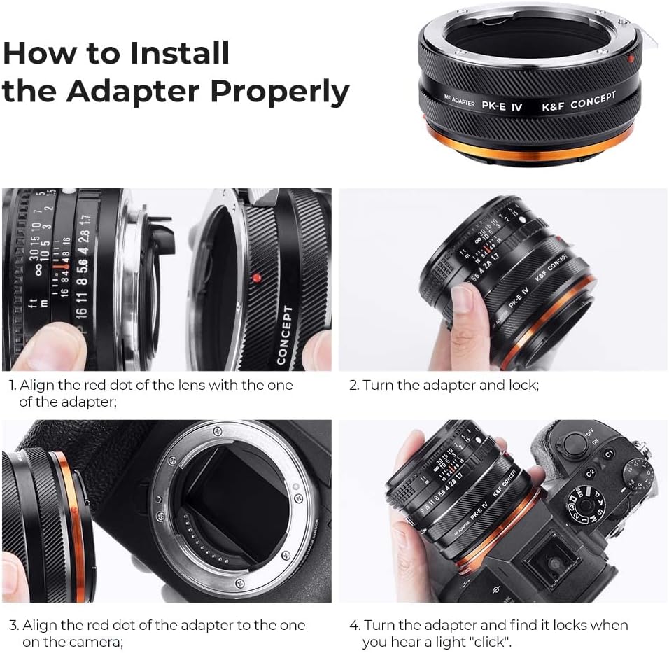 K&amp;F Concept Pentax K-NEX IV PRO Objektivadapter Manueller Fokus Kompatibel mit Objektiven der Pentax