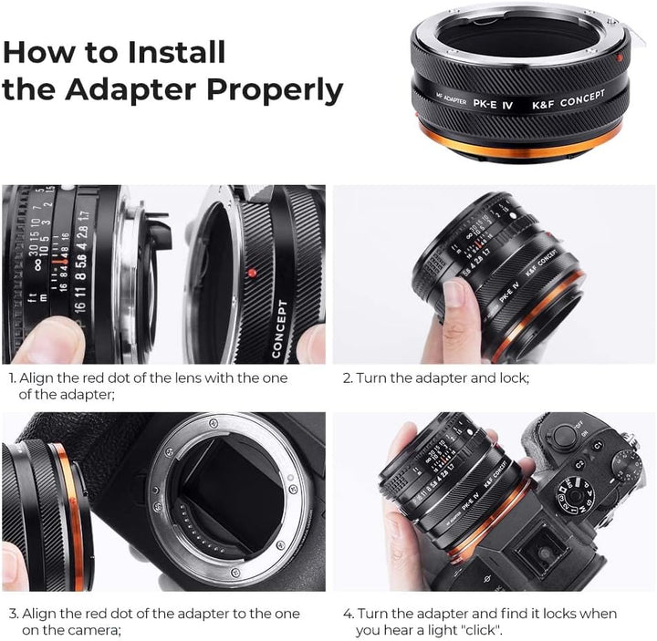 K&amp;F Concept Pentax K-NEX IV PRO Objektivadapter Manueller Fokus Kompatibel mit Objektiven der Pentax