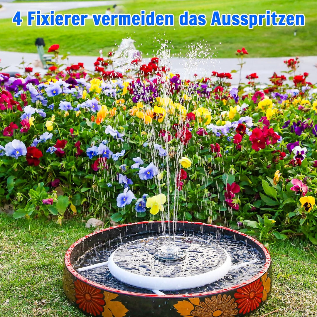 AISITIN 6,5W LED Solarbrunnen für Draussen Verbessert mit 3300mAh Akku, Solar Schwimmender Fontäne P