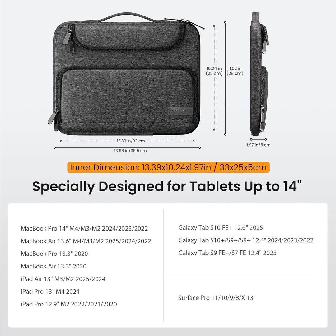 MoKo 13-14 Zoll Laptop Tasche Passend für Neuen 13 Zoll Mac Air/Pro M4, 14" Mac Pro M3/M2/M1, 13“ Ma