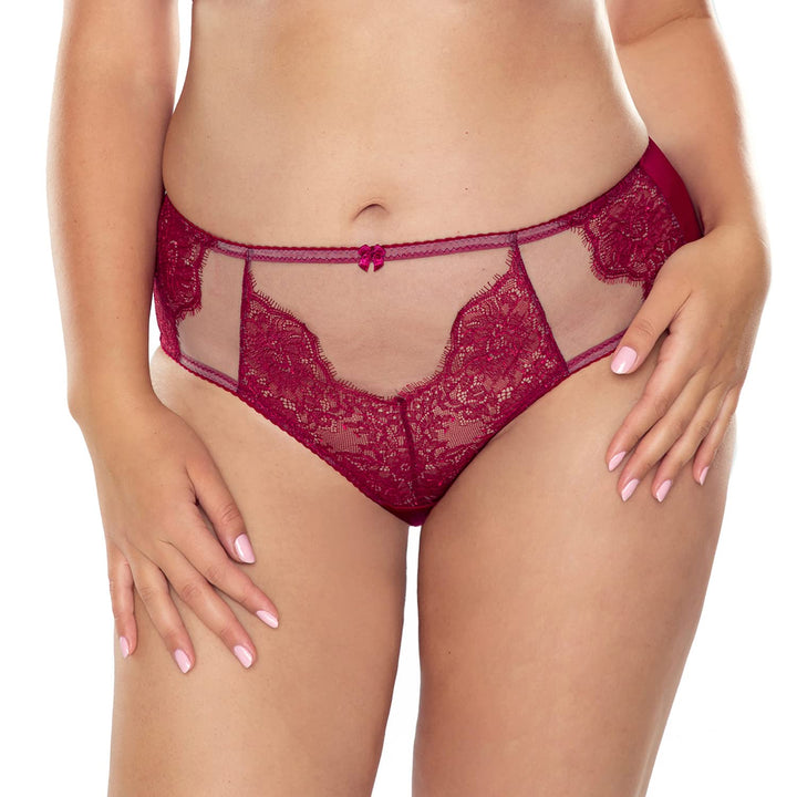 VIVISENCE Dame Soft-BH Spitze Klassisch Geblümt Sinnlich Nicht Gepolsterte Cups 1059 S Weinrot, S We