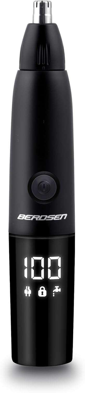 Berdsen Nasenhaartrimmer 3in1 Herren Elektrisch Ohrhaartrimmer Präzisionstrimmer 3 Wechselköpfe LCD