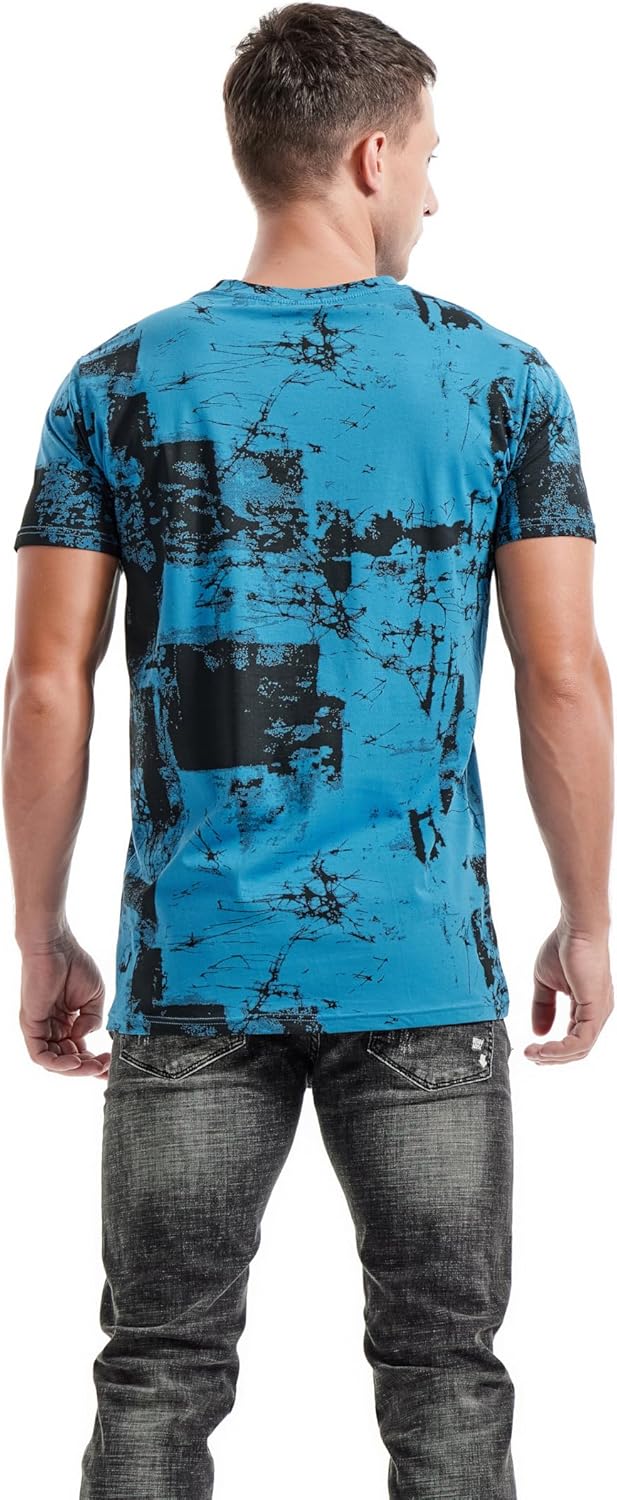 RONOMO Herren Mode Krawatte Dye T-Shirt Casual Print T-Shirt Graffiti T-Shirt S Fk Blau, S Fk Blau