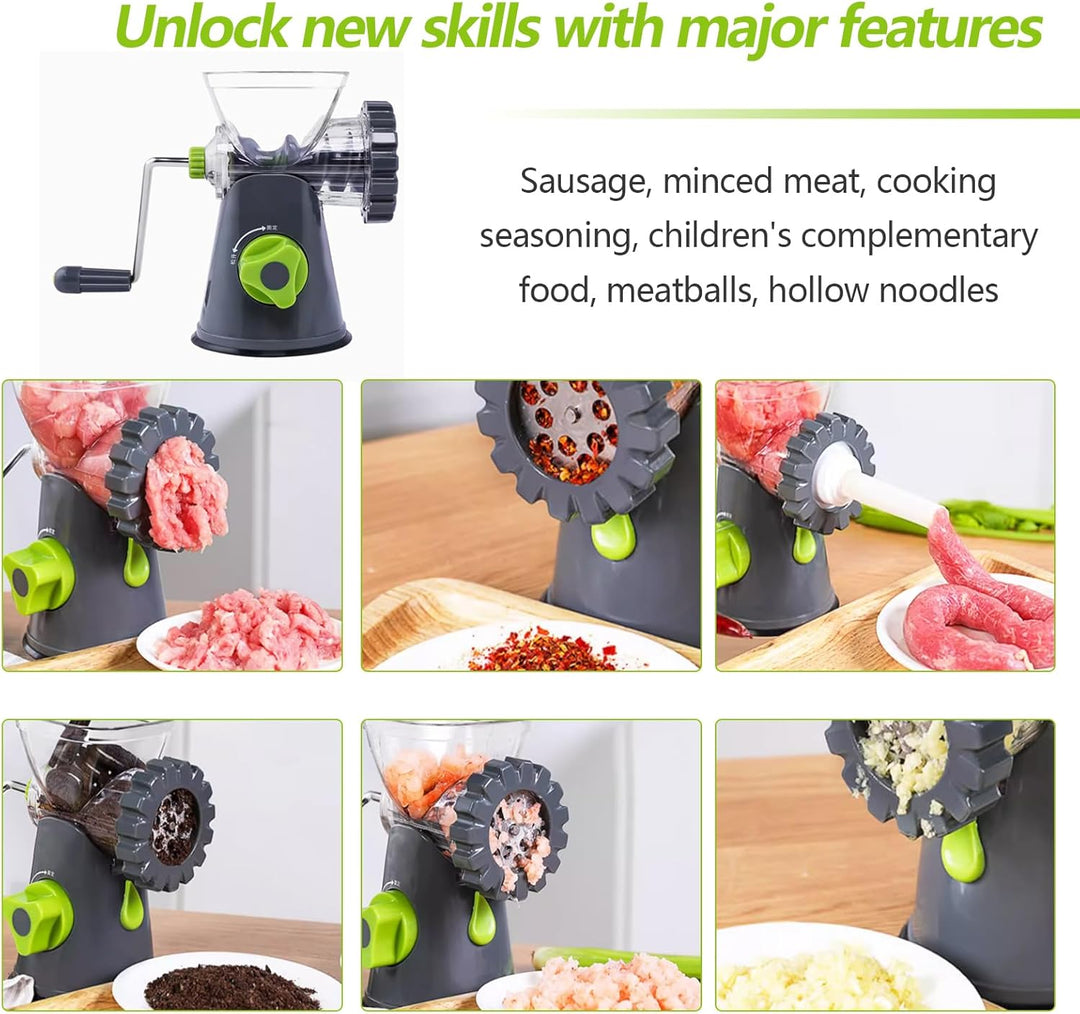 Manuell Fleischwolf Set, Chefkoch Fleischwolf mit Gebäckvorsatz, Drehwolf für Fleisch auch ideal zum