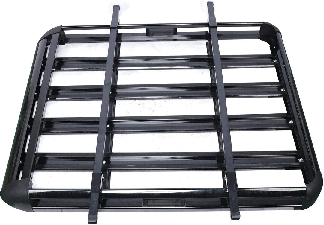 Schwarz Aluminium Dachgepäckträger Korb, Gepäckträger 127 x 97 cm, Gepäck Fracht Träger Kapazität 15